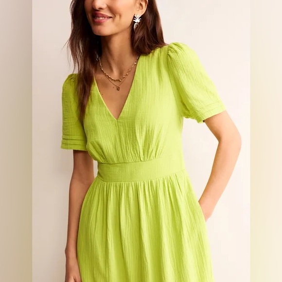 Boden Eve Double Cloth Midi Dress Chartreuse 4 - Picture 9 of 9